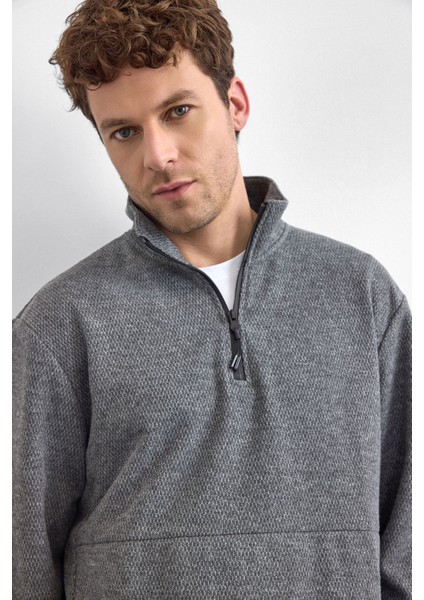 Regular Fit Yarım Fermuarlı Dik Yaka Sweat Erkek Sweat B35W12021 105 modelleri