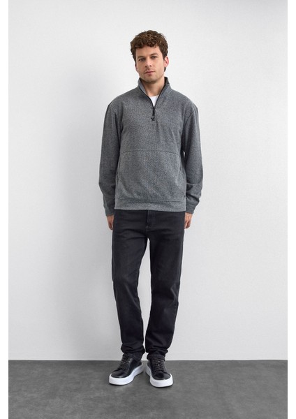 Regular Fit Yarım Fermuarlı Dik Yaka Sweat Erkek Sweat B35W12021 105
