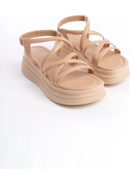 Bella Lastikli Şerit Detaylı Ortopedik Taban Kadın Sandalet Ctt - Ten fırsatları