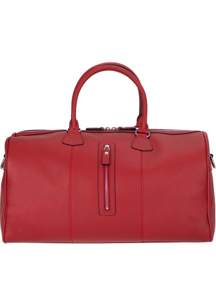 Dolly Gerçek Deri Seyahat Çantası Dokulu Kırmızı