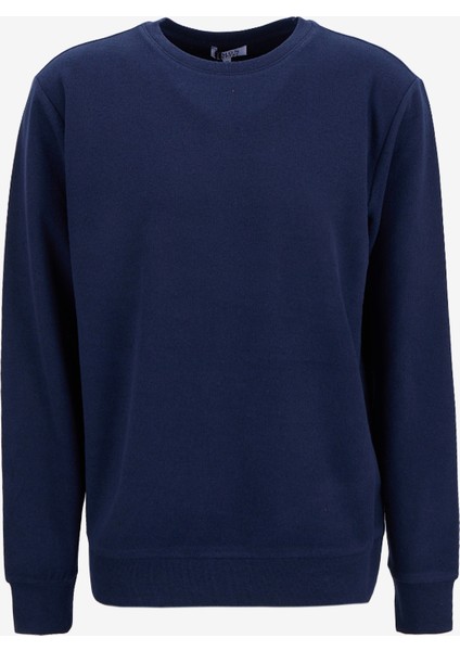 Bisiklet Yaka Düz Örgü Desenli Lacivert Erkek Sweatshırt MML5WM-SWT9518
