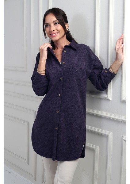 Kadın Yanları Yırtmaçlı Kırçıllı Tunik Gömlek modelleri