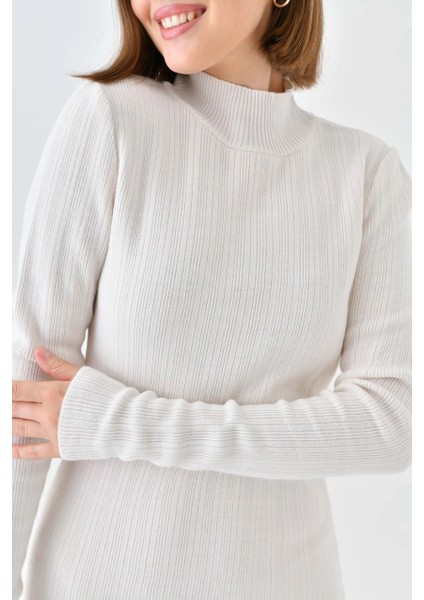 Kadın Elbise Boyunlu Yırtmaçlı Örme Elbise Taş - 10582 fiyatları