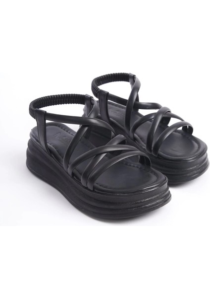 Bella Lastikli Şerit Detaylı Ortopedik Taban Kadın Sandalet Cst - Siyah fırsatları