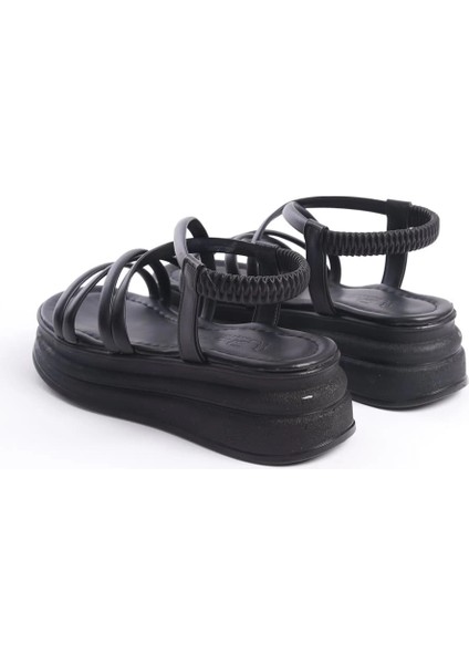 Bella Lastikli Şerit Detaylı Ortopedik Taban Kadın Sandalet Cst - Siyah indirimleri