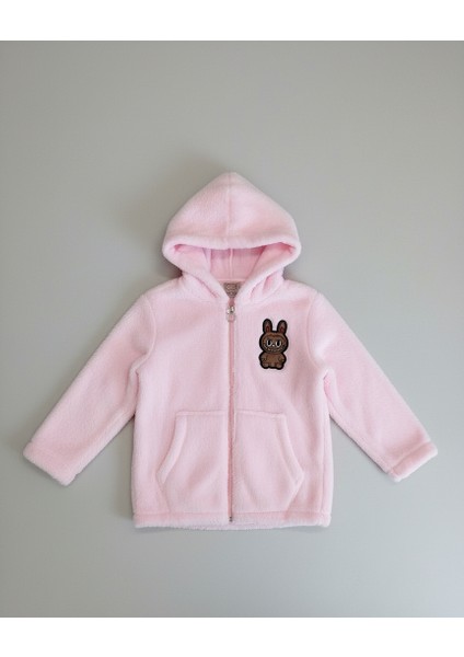 Labubu Nakışlı Pelüş Kapüşonlu Kız Çocuk Hırka fiyatları