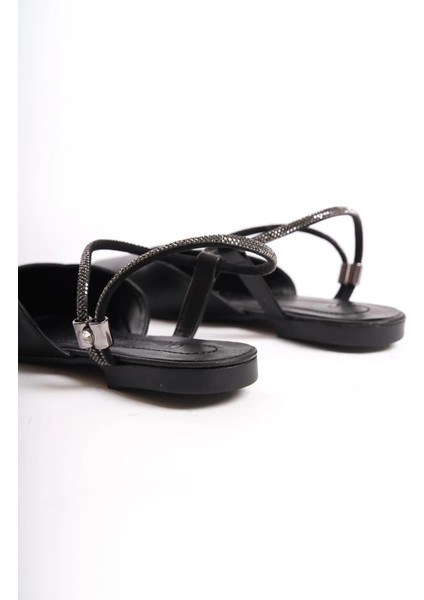 Carolıne Lastikli Ortopedik Rahat Taban Bilekten Taş Detaylı Kadın Babet Ayakkabı Cst - Siyah indirimleri