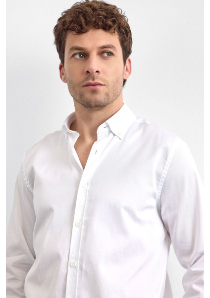 Pamuklu Regular Fit Düğmeli Yaka Uzun Kollu Gömlek Erkek Gömlek B35W20013 101