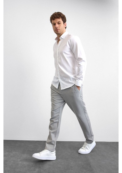 Pamuklu Regular Fit Düğmeli Yaka Uzun Kollu Gömlek Erkek Gömlek B35W20013 101