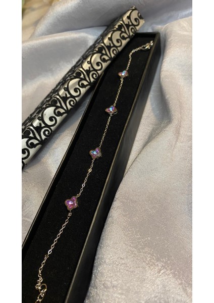 Minimal Kelebek Mor Taşlı Çelik Bileklik fiyatları