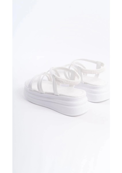 Bella Lastikli Şerit Detaylı Ortopedik Taban Kadın Sandalet Cbt - Beyaz indirimleri