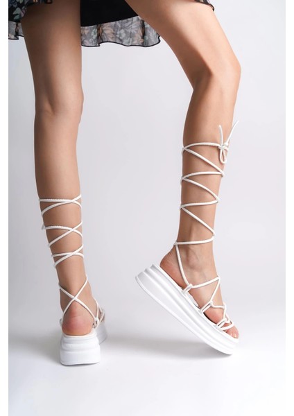 Samantha Bilekten Bağlamalı Ortopedik Taban Kadın Terlik Cbt - Beyaz modelleri