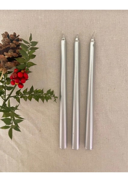 10'lu Metalik Gri-Şamdan Mum-Konik Mum fiyatları