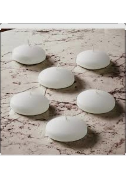 6'lı Büyük Yüzen Mum Beyaz