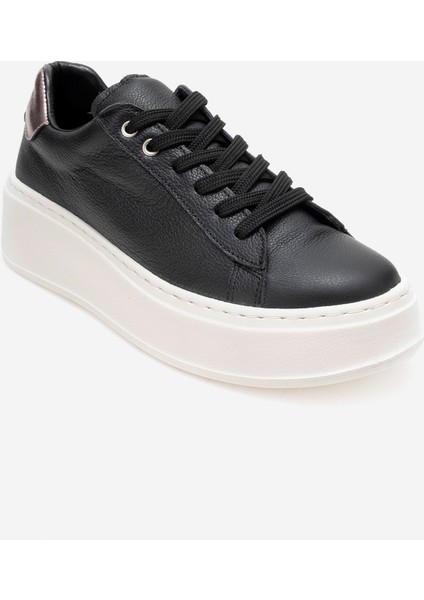 Gueno Siyah Cilt Deri Kadın Spor Ayakkabı fırsatları