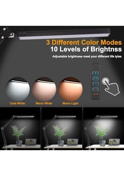 Dekoratif LED Masa Lambası SY040 USB Kablolu Kademeli 3 Eklemli LED Masa Lambası, Kıskaçlı Model Çalışma Masası Lambası Kitap Okuma Için Işık (SY040 - Siyah) modelleri