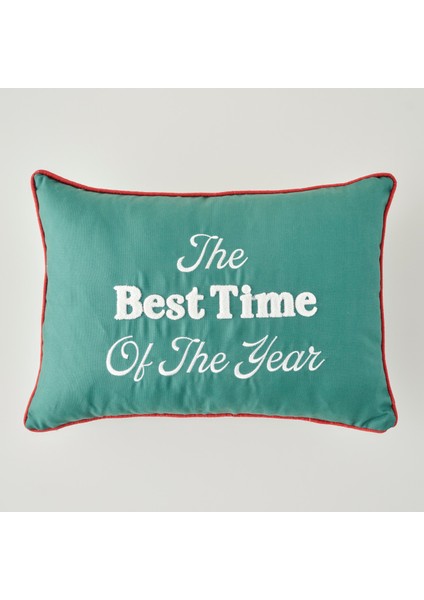 New Year Yılbaşı Kırlent Kılıfı Yeşil (35x50 cm)