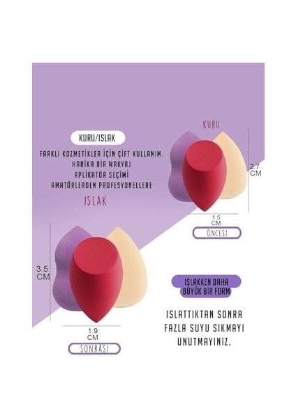 Luti Concept 4 Lü Makyaj Süngeri, Fondöten Süngeri, Pudra Süngeri, Kapatıcı Süngeri, Güneş Kremi Süngeri, Bb Krem Süngeri 4 Farklı Renkte 4 Lü Armut Profesyonel Makyaj Süngeri fiyatları
