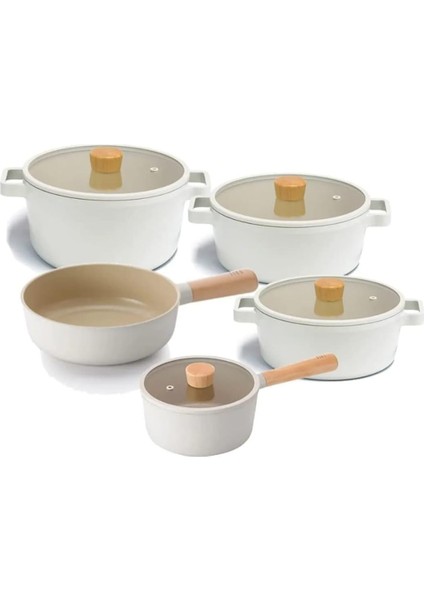 Fika 9 Parça Tencere ve Tava Set Bej