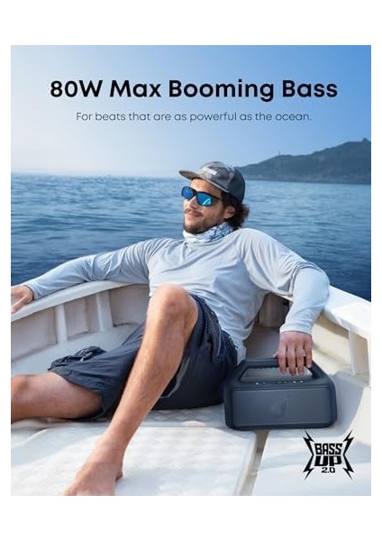 Boom 2 Hoparlör, 24 Saat Çalışma Süresi, 80W, Rgb, 2.1, Ipx7, 2.0, Özelleştirilebilir Eq, Mavi modelleri