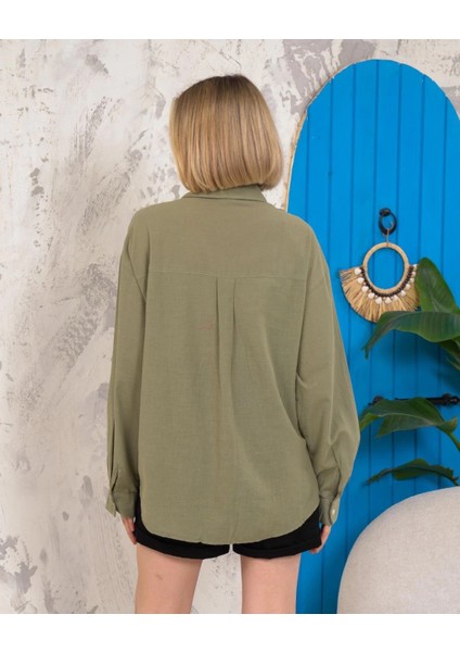 Mtxdpn Relax Fit Keten Gömlek Haki S255349 (Beden: S) modelleri