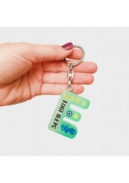 E Harfi - Kişiye Özel - Epoksi Reçine Anahtarlık - El Yapımı - Çelik Tokalı fiyatları