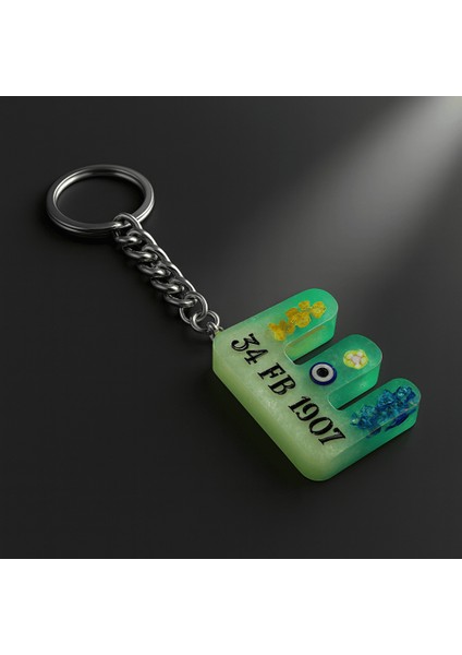 E Harfi - Kişiye Özel - Epoksi Reçine Anahtarlık - El Yapımı - Çelik Tokalı modelleri