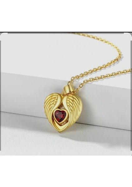 Madalyon Kırmızı Melek Açılabilir Kapaklı Resim Koyulabilir Gold Kolye Paslanmaz Çelik indirimleri