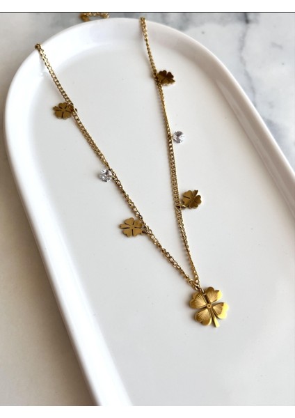 Yonca Kolye Gold Paslanmaz Celik modelleri