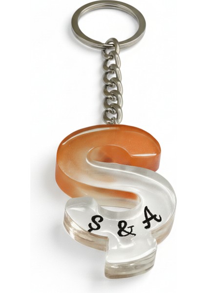 Ş Harfi - Kişiye Özel - Epoksi Reçine Anahtarlık - El Yapımı - Çelik Tokalı