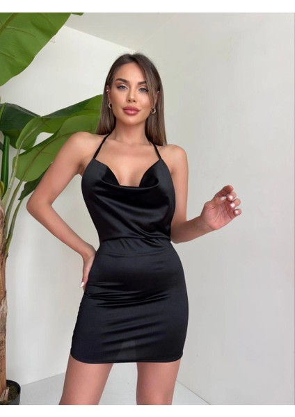 Mtxdpn Kadın Boyundan Ince Askılı Elbise S3585 Siyah (Beden: M) modelleri