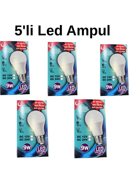 12 Volt LED Ampul Akü Ile Çalışır 9W Beyaz LED Aydınlatma Lamba Dc