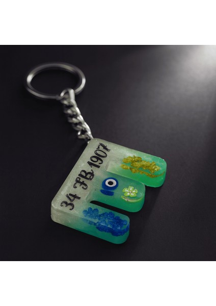 E Harfi - Kişiye Özel - Epoksi Reçine Anahtarlık - El Yapımı - Çelik Tokalı fırsatları