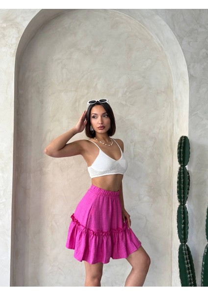 Mtxdpn Çingene Keten Etek Fuşya S24808 (Beden: S) indirimleri