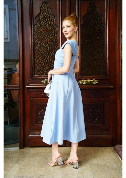 Mtxdpn U Yaka Prenses Elbise Mavi S255101 (Beden: S) fırsatları