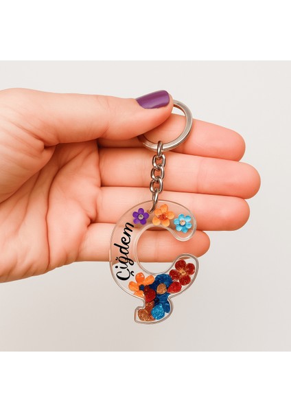 Ç Harfi - Kişiye Özel - Epoksi Reçine Anahtarlık - El Yapımı - Çelik Tokalı fiyatları