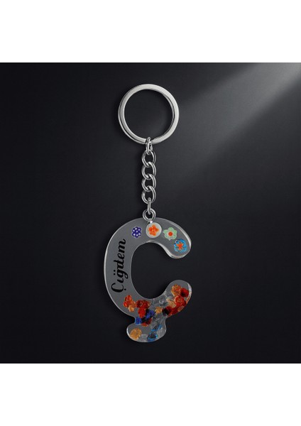 Ç Harfi - Kişiye Özel - Epoksi Reçine Anahtarlık - El Yapımı - Çelik Tokalı fırsatları