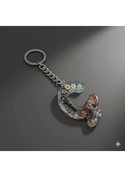 Ç Harfi - Kişiye Özel - Epoksi Reçine Anahtarlık - El Yapımı - Çelik Tokalı indirimleri