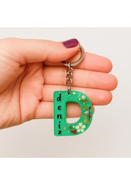 D Harfi - Kişiye Özel - Epoksi Reçine Anahtarlık - El Yapımı - Çelik Tokalı fiyatları