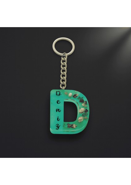 D Harfi - Kişiye Özel - Epoksi Reçine Anahtarlık - El Yapımı - Çelik Tokalı fırsatları