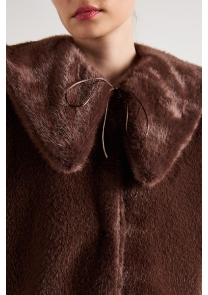 Kadın Kahve Seyyar Yakalı Tasarım Kürk Kaban 30082 fiyatları