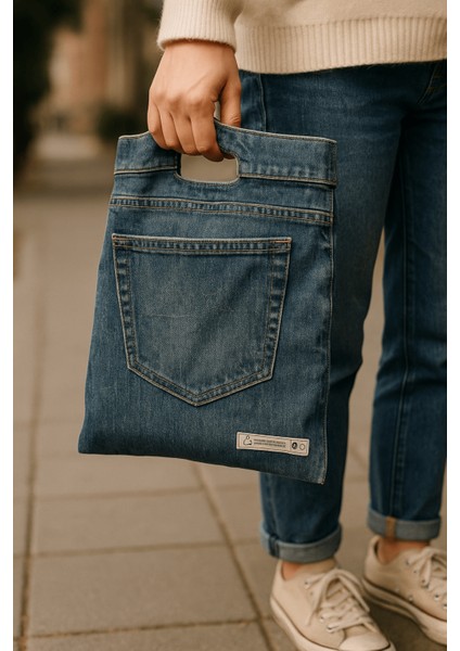 Güçlendirilmiş El Geçmeli Takviyeli Mağaza Poşeti Elit Kot Desen Baskı No 4 39X48 cm 50 Adet fiyatları