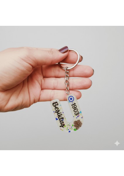 U Harfi - Kişiye Özel - Epoksi Reçine Anahtarlık - El Yapımı - Çelik Tokalı fiyatları