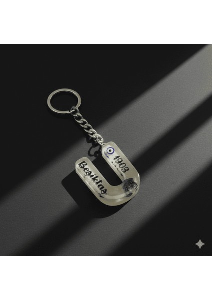 U Harfi - Kişiye Özel - Epoksi Reçine Anahtarlık - El Yapımı - Çelik Tokalı modelleri