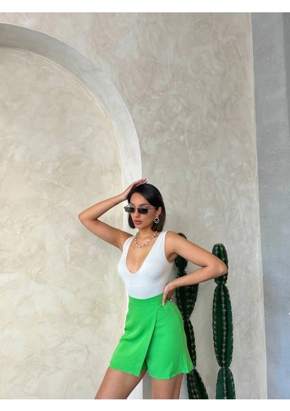 Mtxdpn Kapaklı Şort Etek Yeşil S24901 (Beden: S) fırsatları