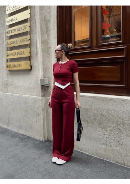 Mtxdpn Düğme Yakalı Bordo Alt Üst Takım S3943 (Beden: L) indirimleri