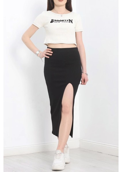 Mtxdpn Nakışlı Etekli Takım Siyah Beyaz S3899 Siyan (Beden: L) indirimleri