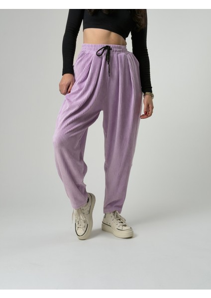 Mor Pileli Kadın Jogger Pantolon COC2562 fiyatları