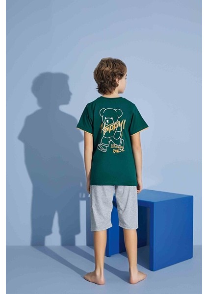 Erkek Çocuk T-Shirt Bermuda Alt Penye Süprem Bisiklet Yaka Orta Kalın Pijama TAKIMI-3930 fiyatları