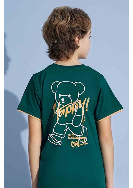 Erkek Çocuk T-Shirt Bermuda Alt Penye Süprem Bisiklet Yaka Orta Kalın Pijama TAKIMI-3930 indirimleri